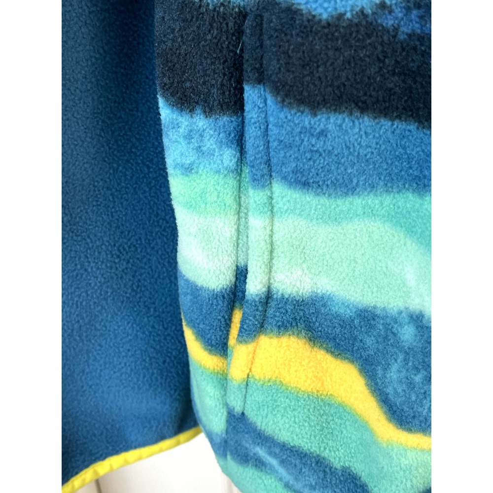 Lands' End Women's Heritage Fleece pullover in teal mountain ombre,  size M/P - Picture 6 of 11